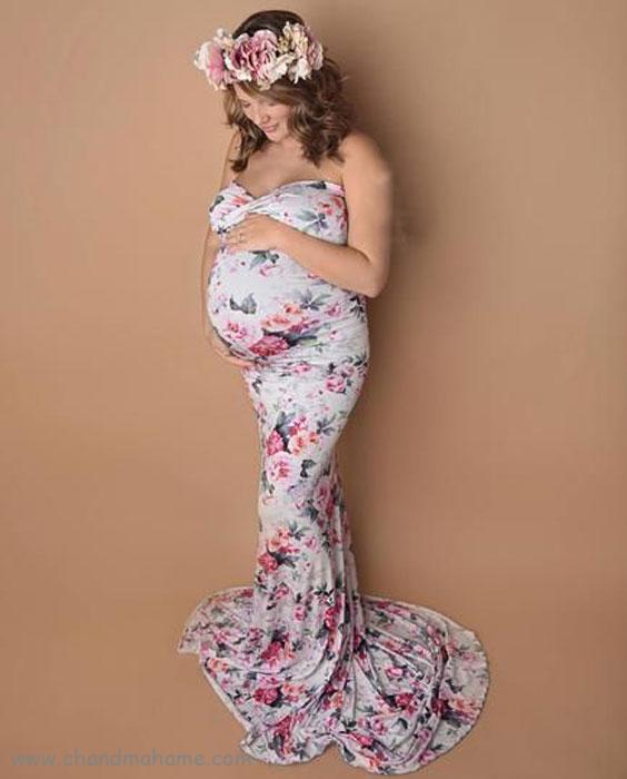 ژست عکس بارداری با لباس مجلسی - چندماهمه