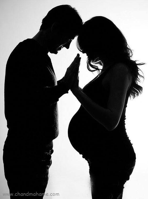 ژست عکس بارداری با همسر مدل سایه - چندماهمه