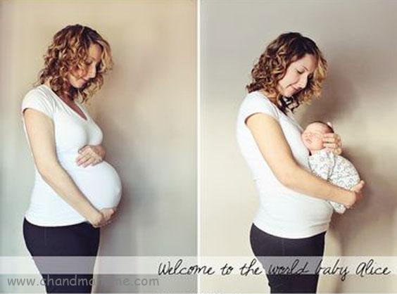 ژست عکس بارداری قبل و بعد از تولد- چندماهمه