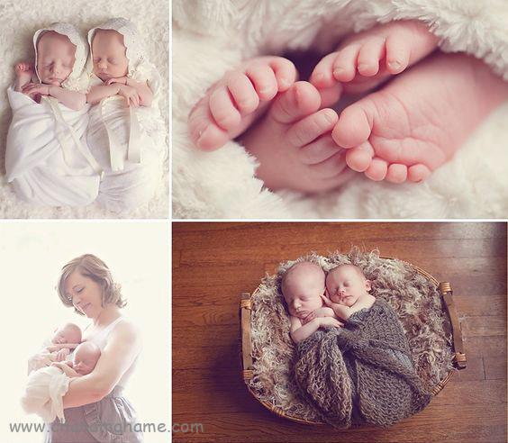 عکاسی خلاقانه از نوزادان دوقلو در منزل - چندماهمه