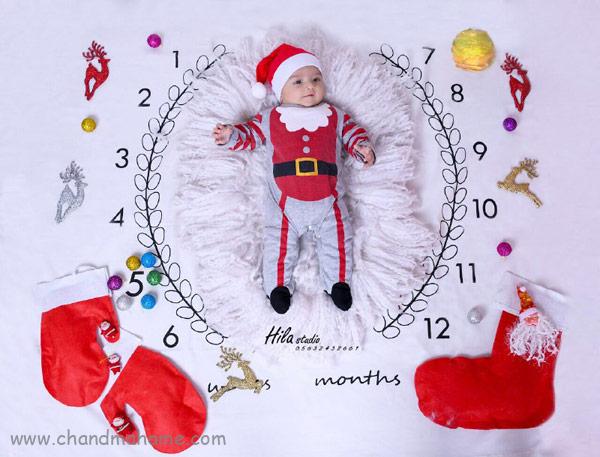 ایده عکاسی از نوزاد با تم کریسمس - چندماهمه