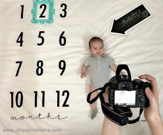 ایده عکس خانگی نوزاد با پارچه عکاسی - چندماهمه
