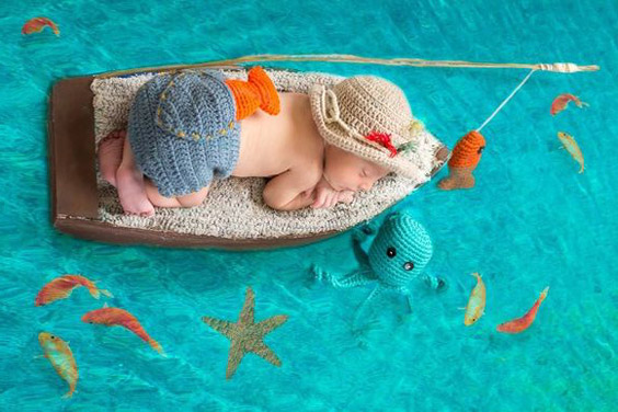 ایده عکس نوزاد با تم دریا و ملوانی - چندماهمه