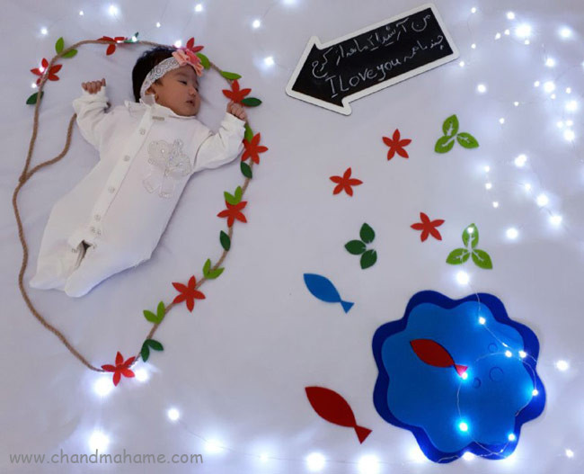 عکاسی از کودک در منزل با تم و تزیینات بهار و عید نوروز - چندماهمه
