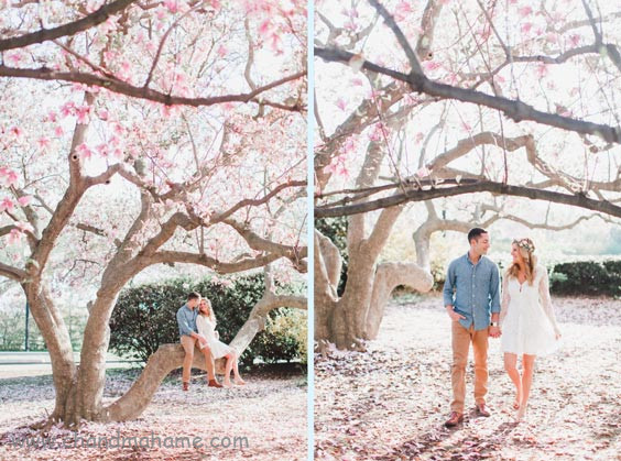 ژست عکاسی دو نفره در فضای باز بهاری - چندماهمه