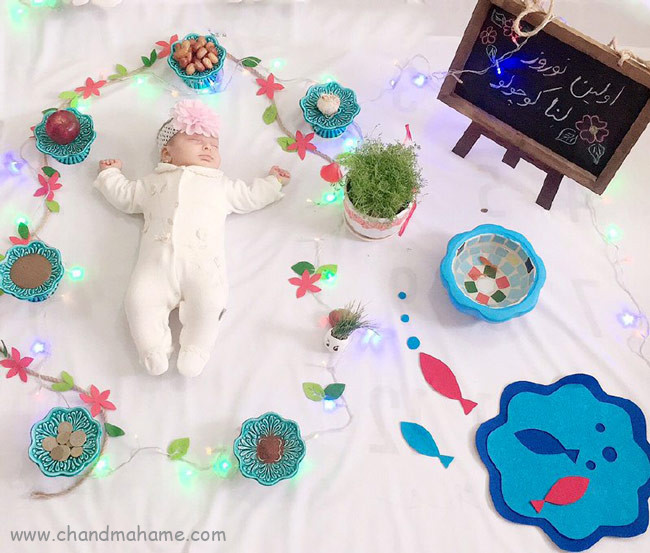ایده عکس خانگی نوزاد در بهار و نوروز - چندماهمه