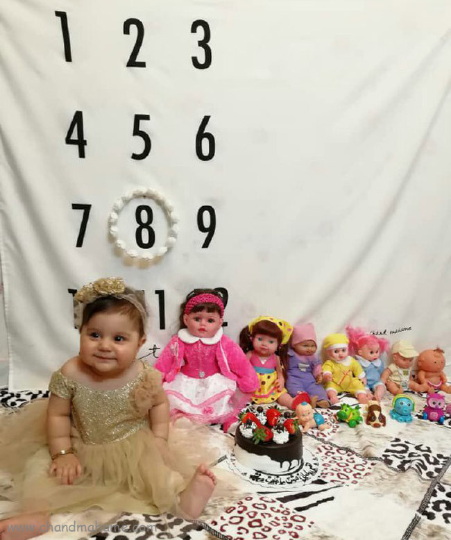 عکس نوزاد دختر برای ماهگرد تولد مدل مجلسی - چندماهمه