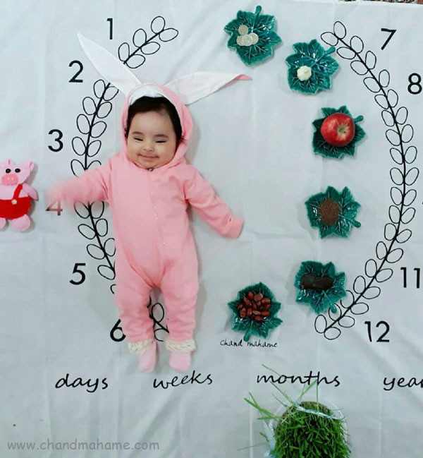 ایده عکس ماهانه نوزاد- عکس چهار ماهگی کودک - جندماهمه