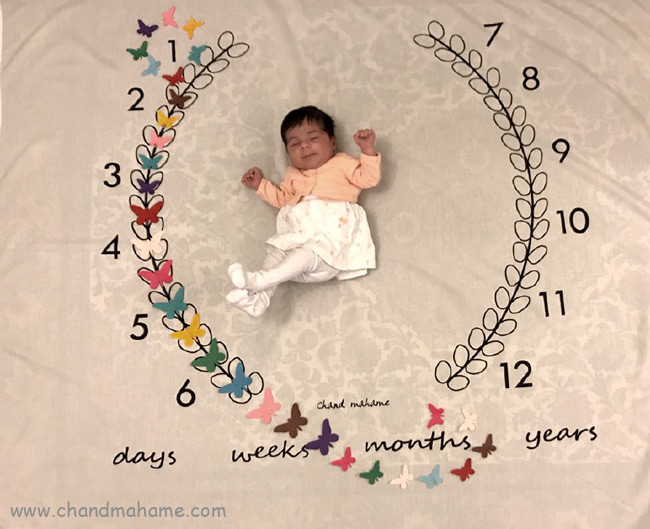 ایده عکس ماهگرد نوزاد یک ماهه در خانه - چندماهمه