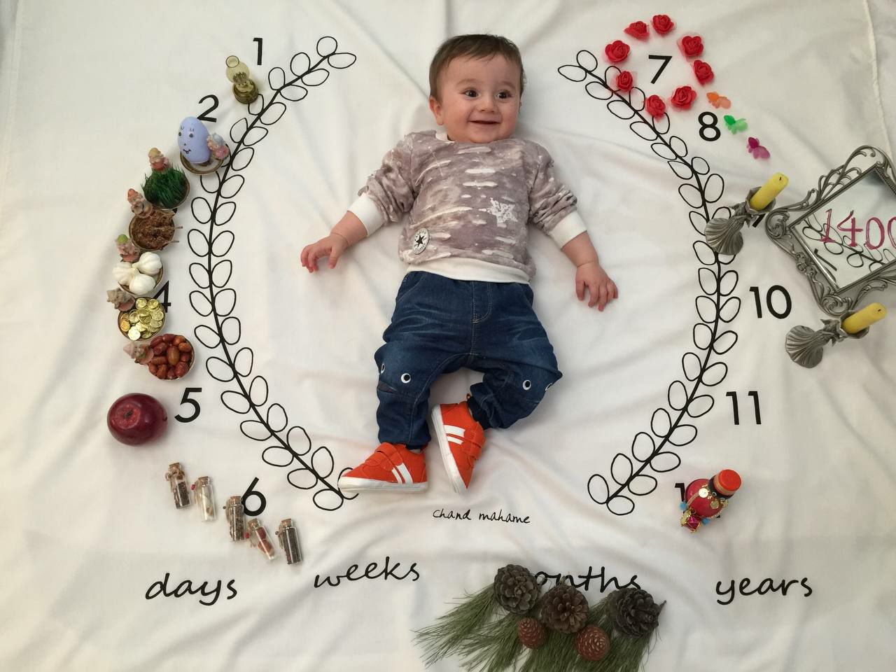 پارچه ماه شمار طرح شاخه زیتون باراد رحیمی