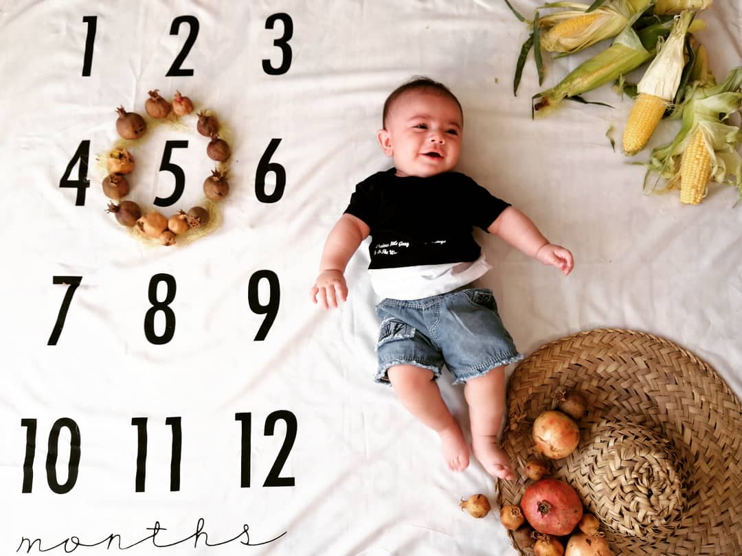 پارچه ماهگرد نوزاد طرح کلاسیک فربدصلاحی