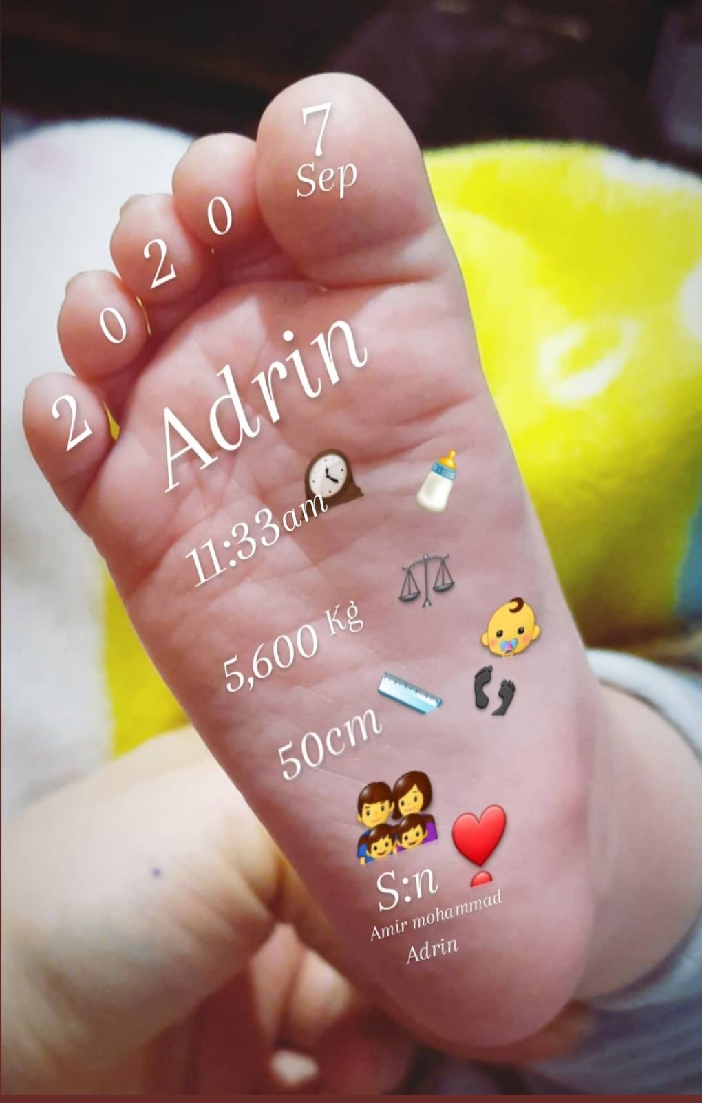 یک ماهگی نوزاد آدرین عالی زاده