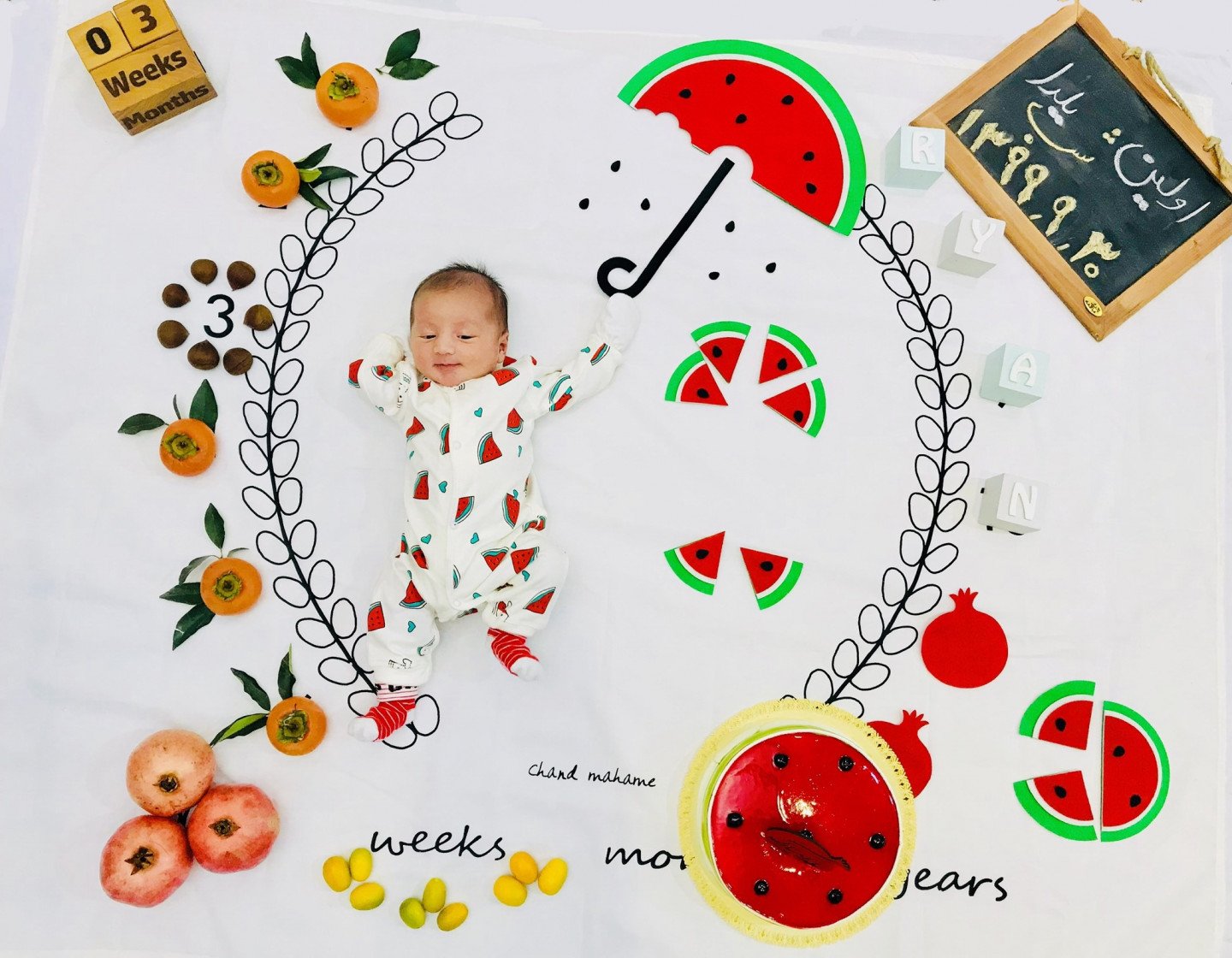 پارچه ماه شمار طرح شاخه زیتون رایان فلاحتکار