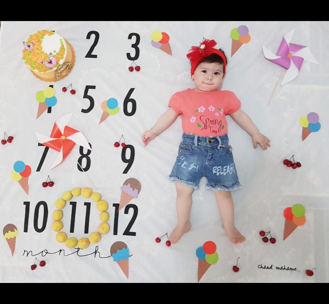 پارچه ماهگرد نوزاد طرح کلاسیک دلسا خدایی❤