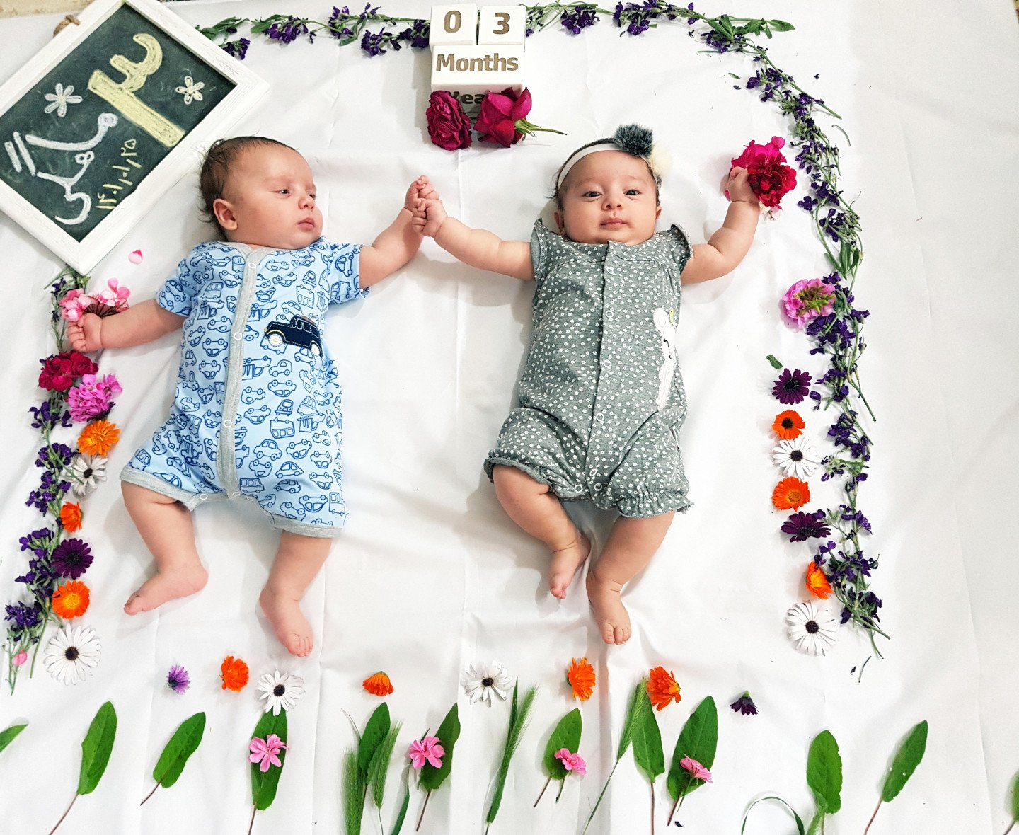 تم عکس بهاری کودک سیدهایلین و هامین(دوقلو)