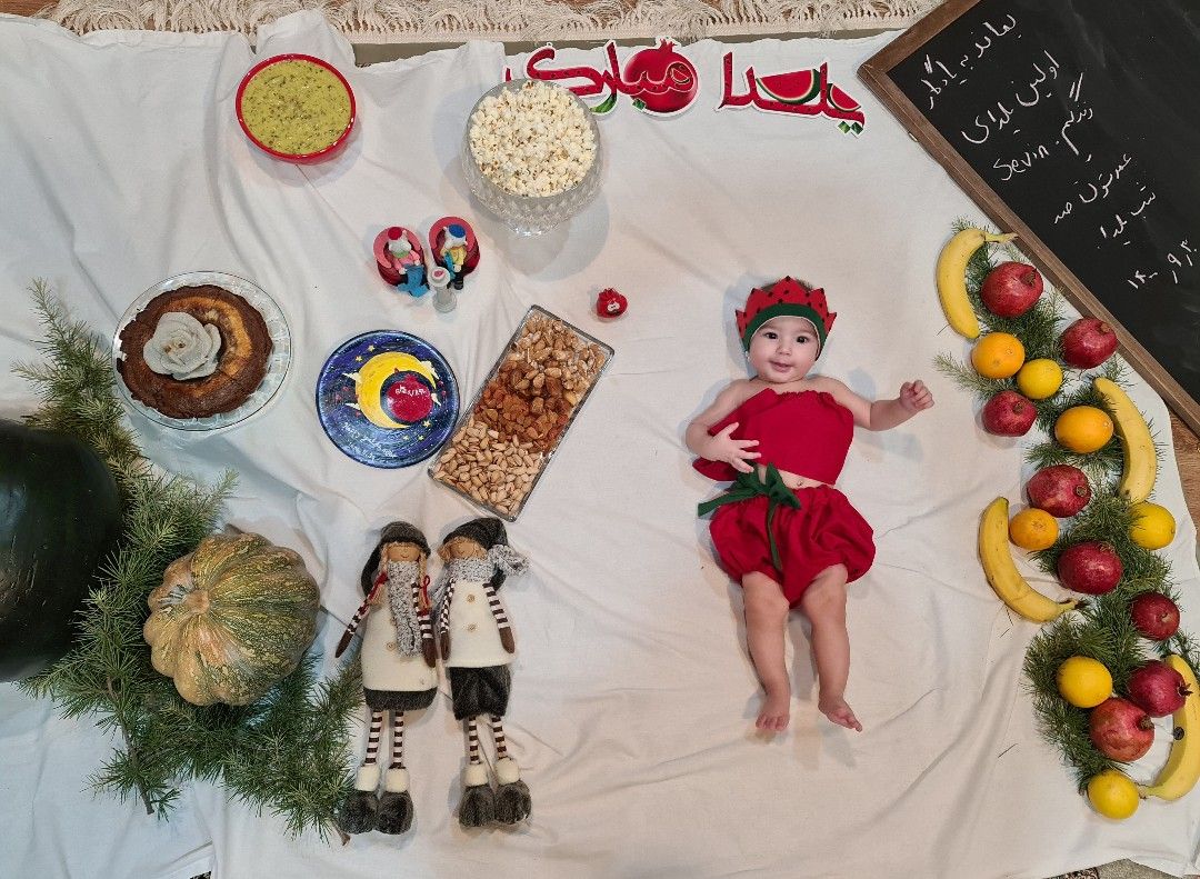 لباس بچگانه شب یلدا دخترانه سوين سبز