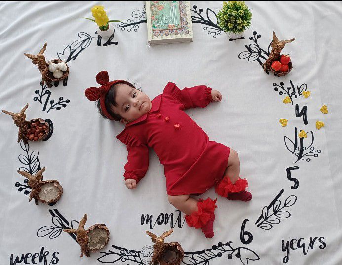 پارچه ماهگرد طرح حلقه تمشک گندم