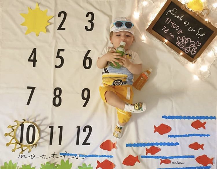 پارچه ماهگرد نوزاد طرح کلاسیک هامين شعاعي